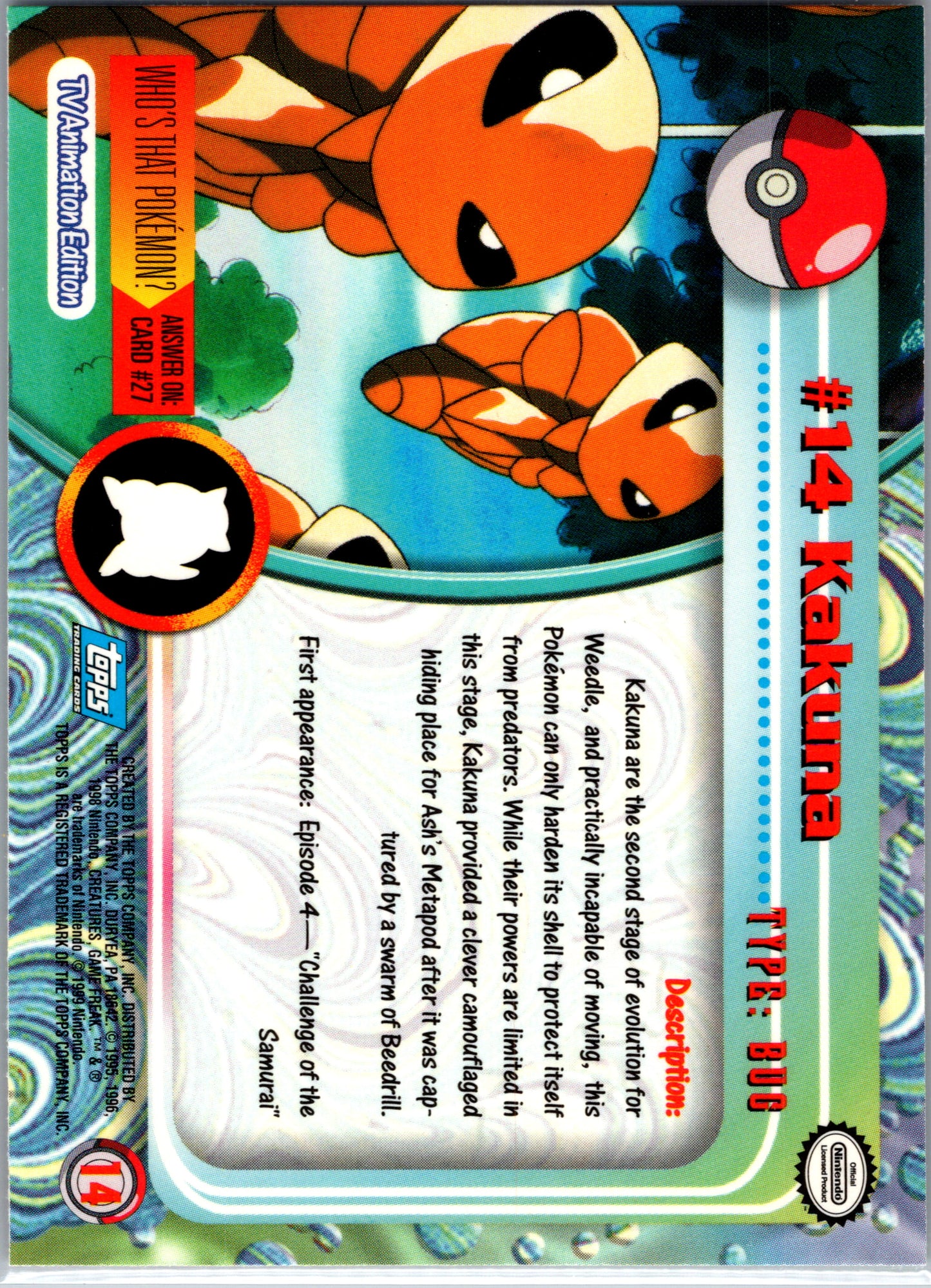 1999 Topps 14 Kakuna D14