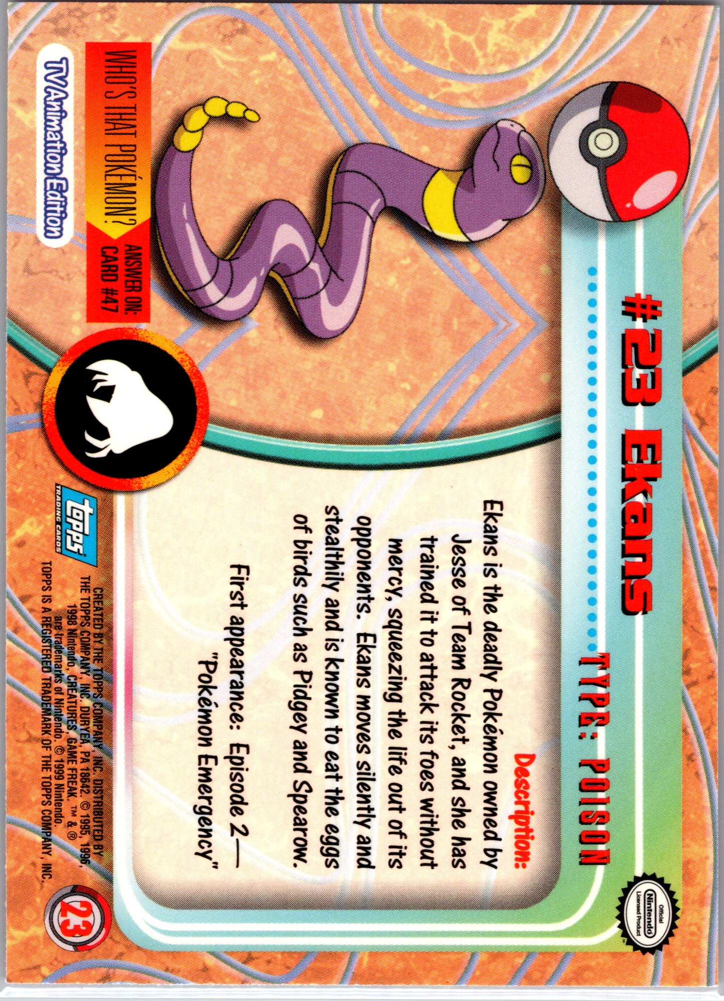 1999 Topps 23 Ekans D23