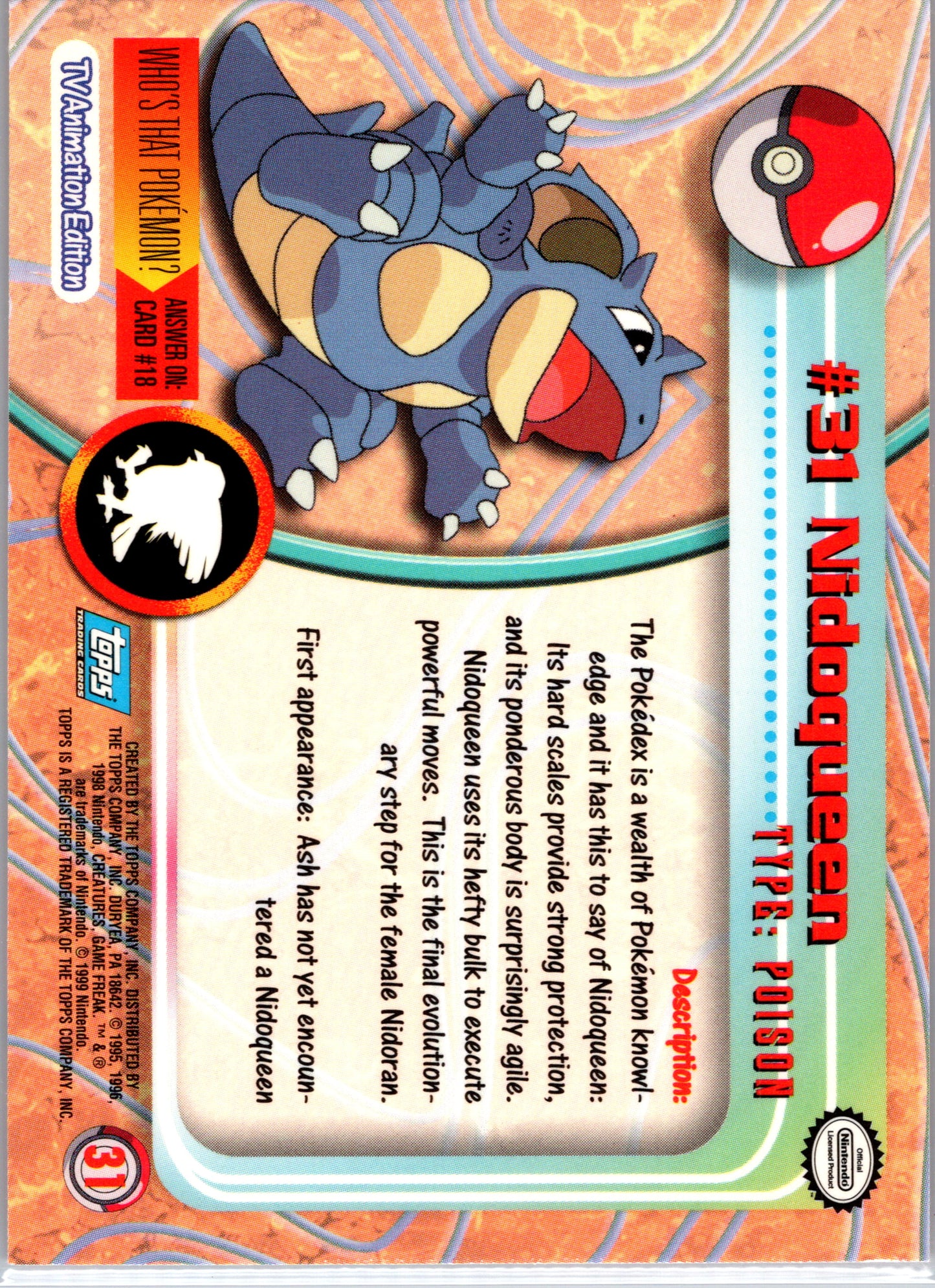 1999 Topps 31 Nidoqueen D31