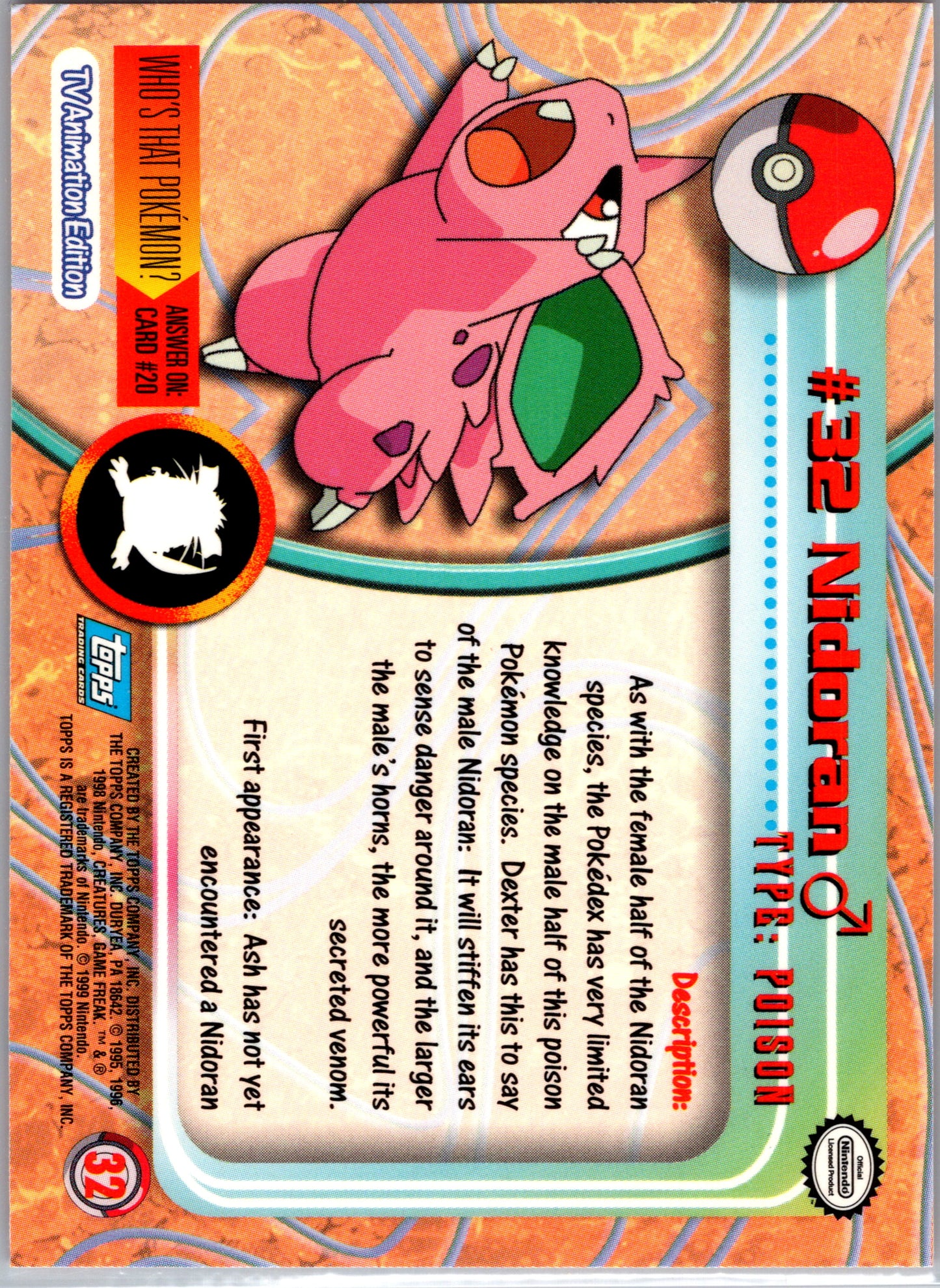 1999 Topps 32 Nidoran m D32