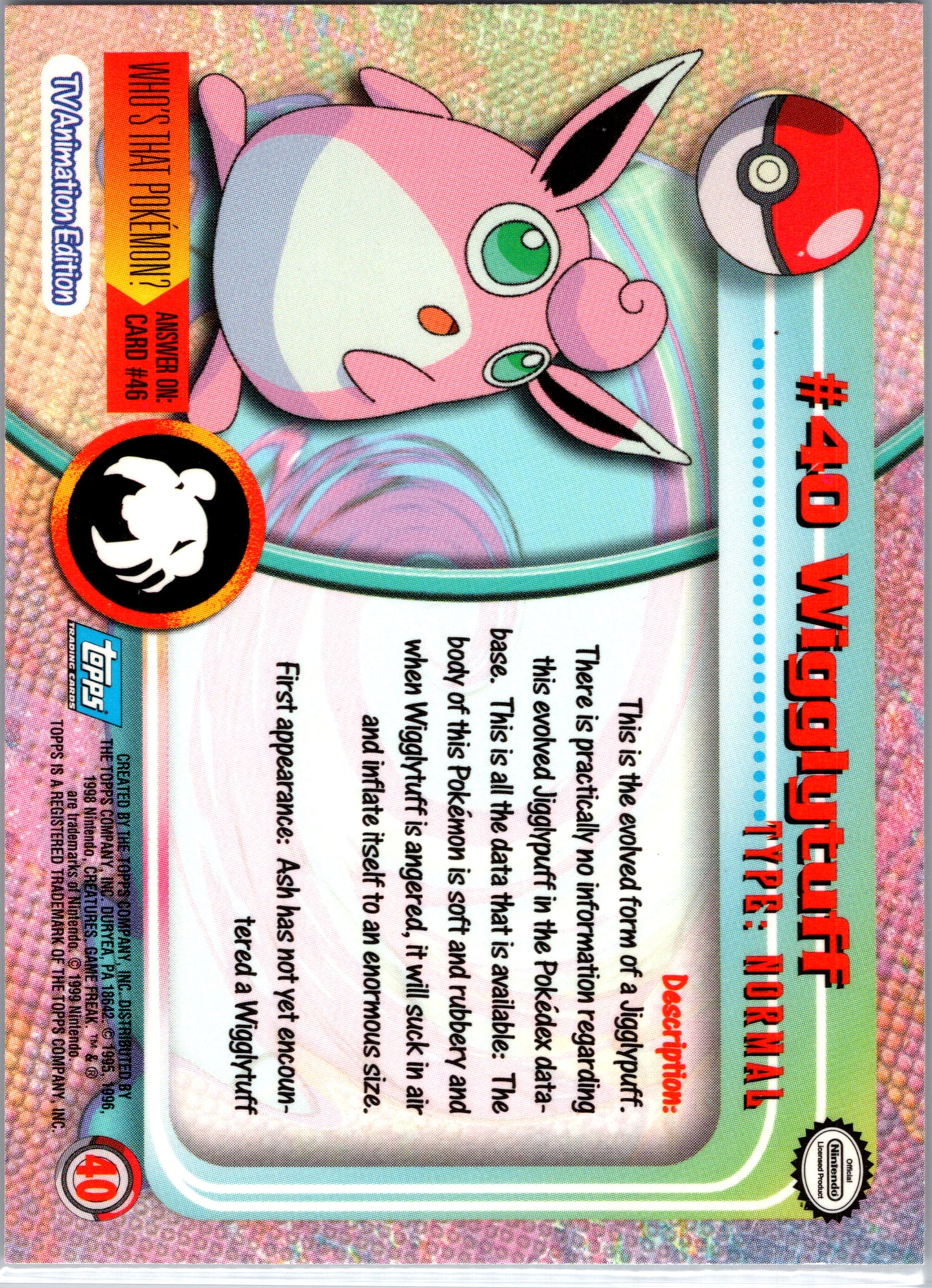 1999 Topps 40 Wigglytuff D40