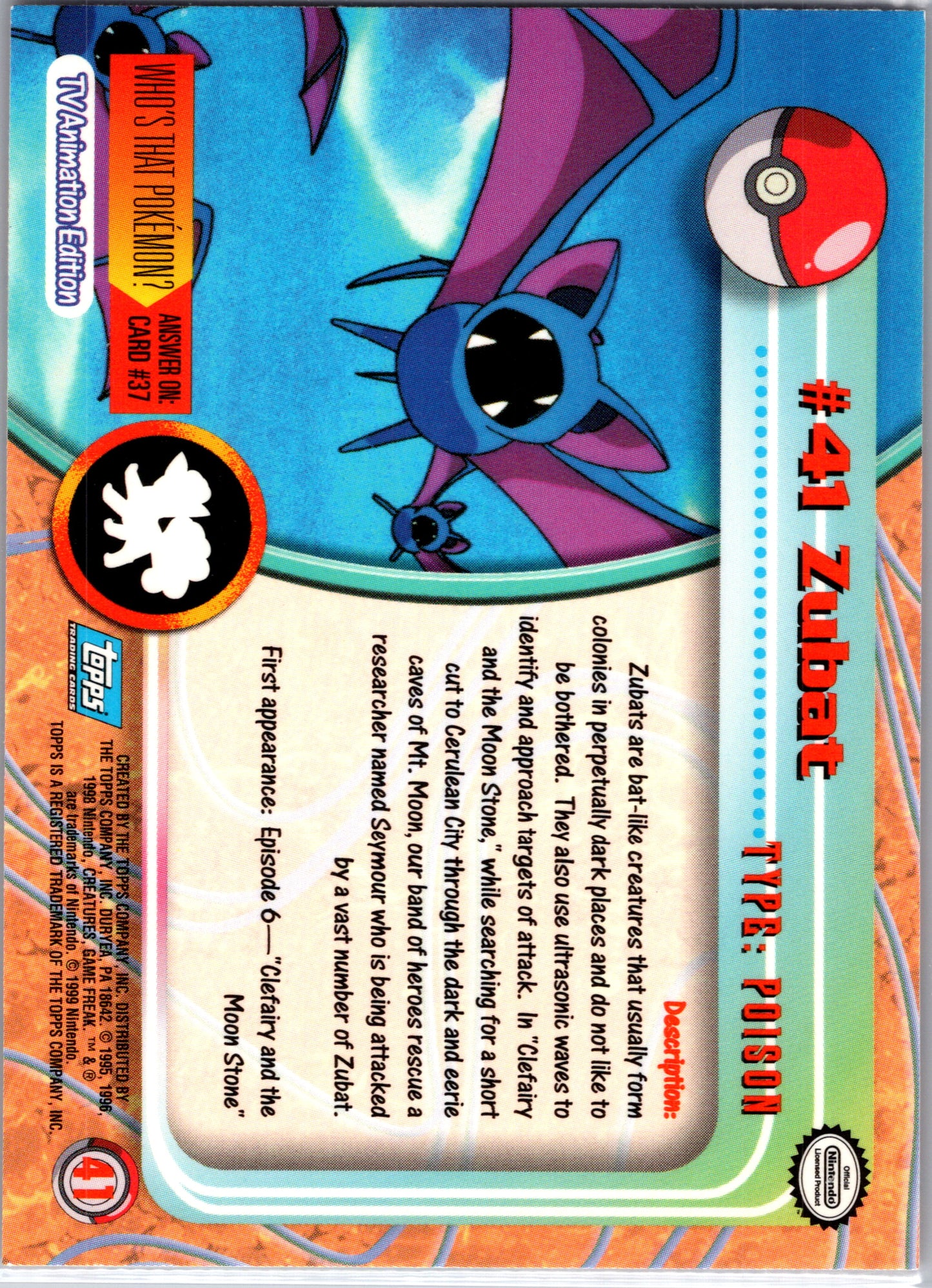 1999 Topps 41 Zubat D41