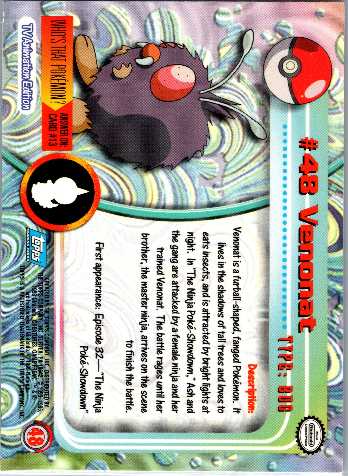 1999 Topps 48 Venonat D48