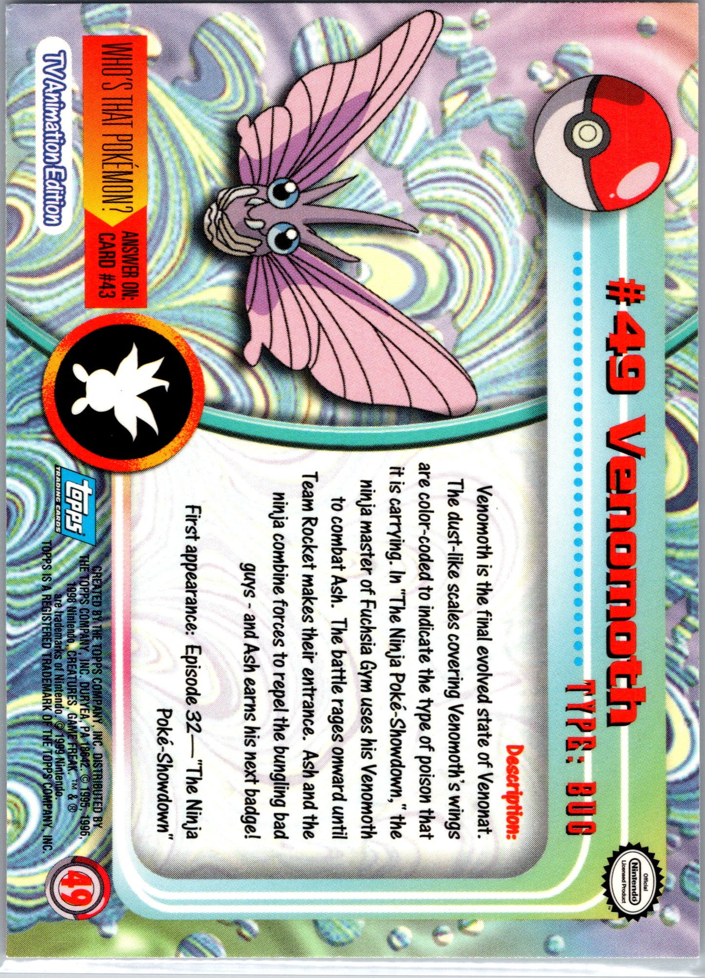 1999 Topps 49 Venomoth D49
