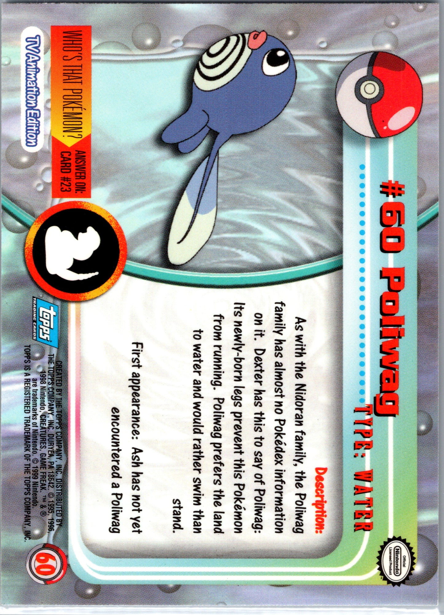 1999 Topps 60 Poliwag D60