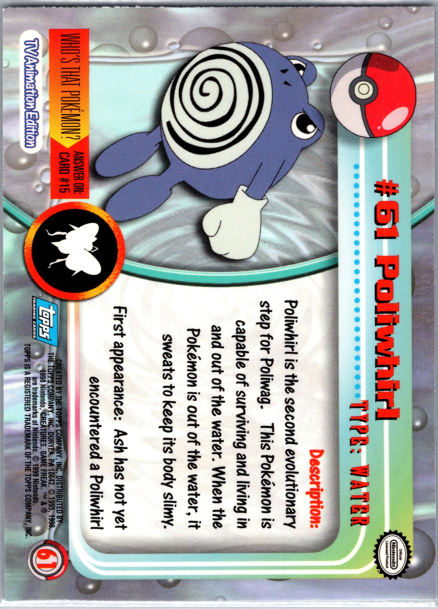 1999 Topps 61 Poliwhirl D61