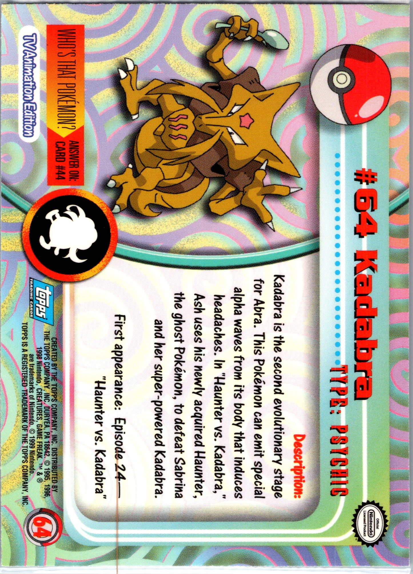 1999 Topps 64 Kadabra D64