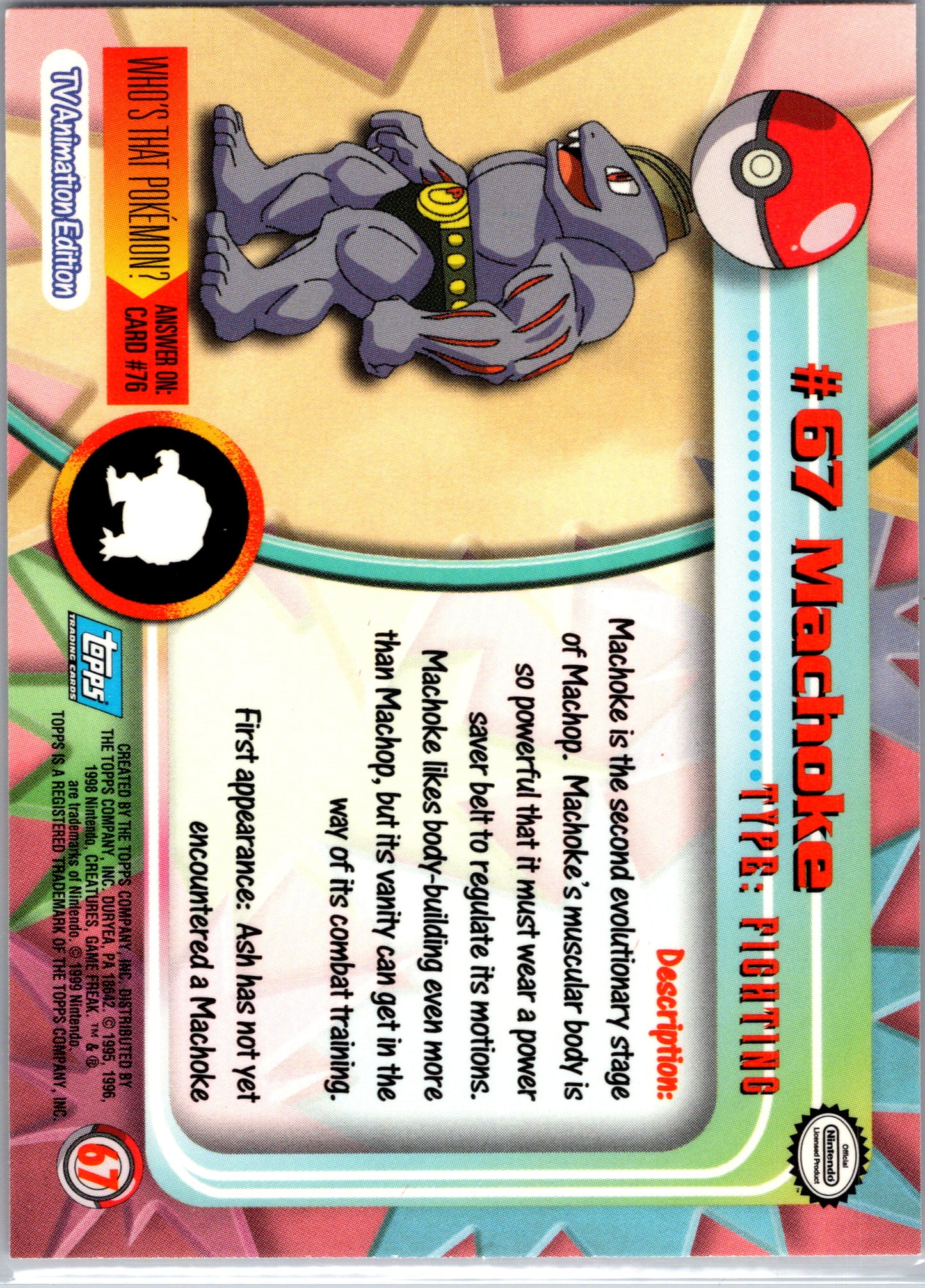 1999 Topps 67 Machoke D67