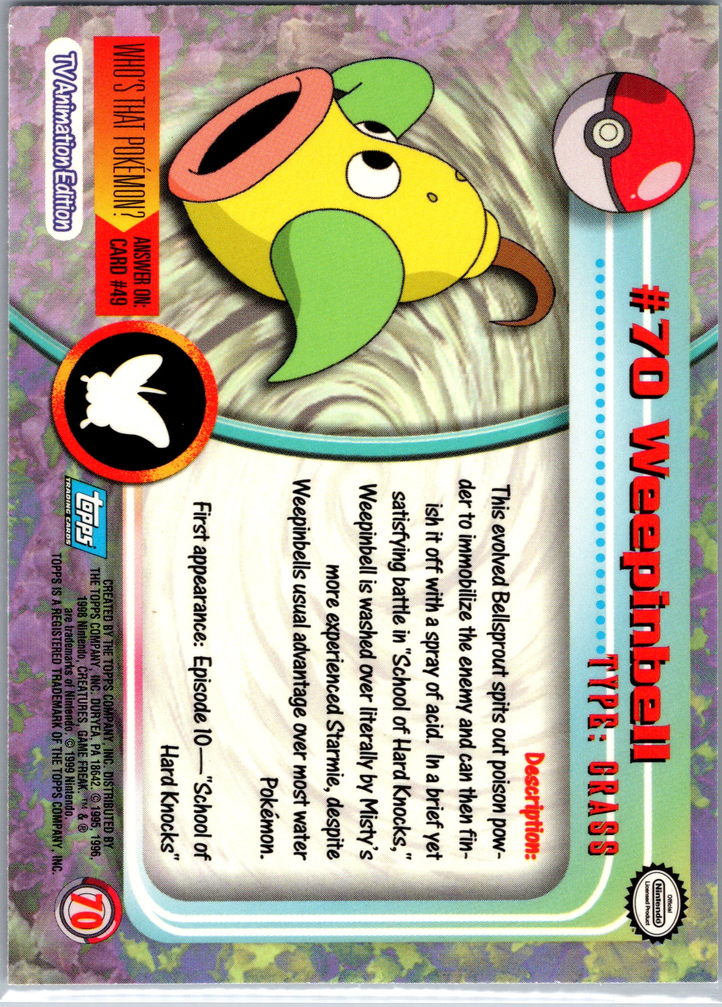 1999 Topps 70 Weepinbell D70