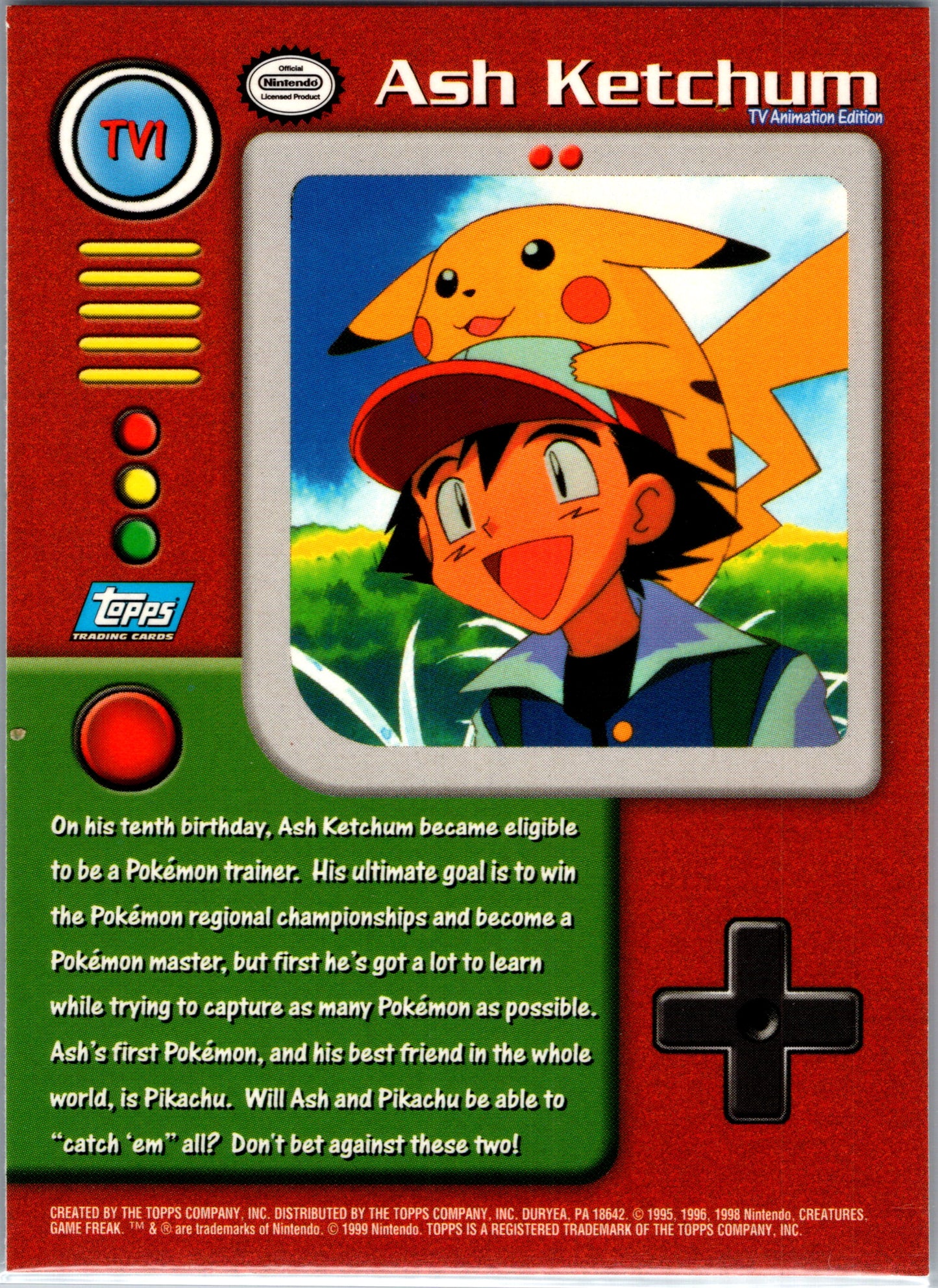1999 Topps TV1 Ash Ketchum D77