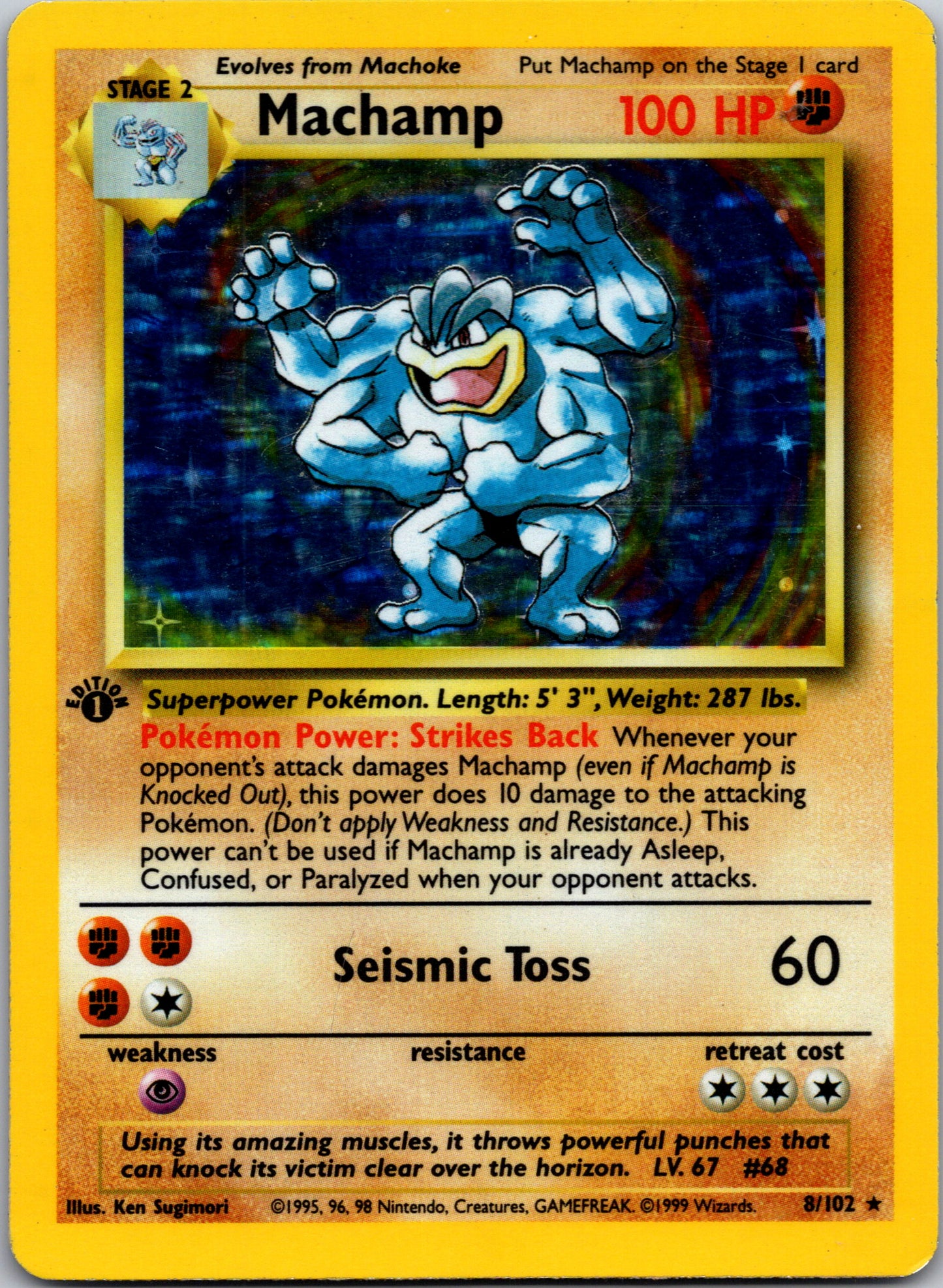 1999 Machamp 1st Edition Base Set 8/102 LP T