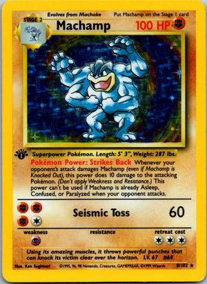 1999 Machamp 1st Edition Base Set 8/102 LP T
